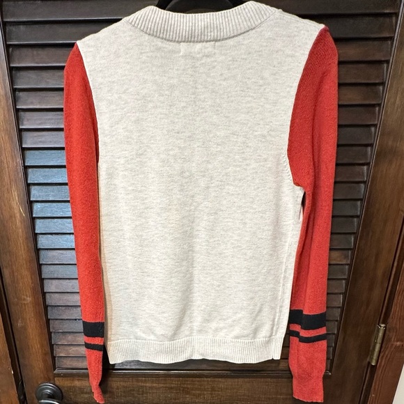 Treasure & Bond Red and Cream V-Neck Sweater - Picture 5 of 9